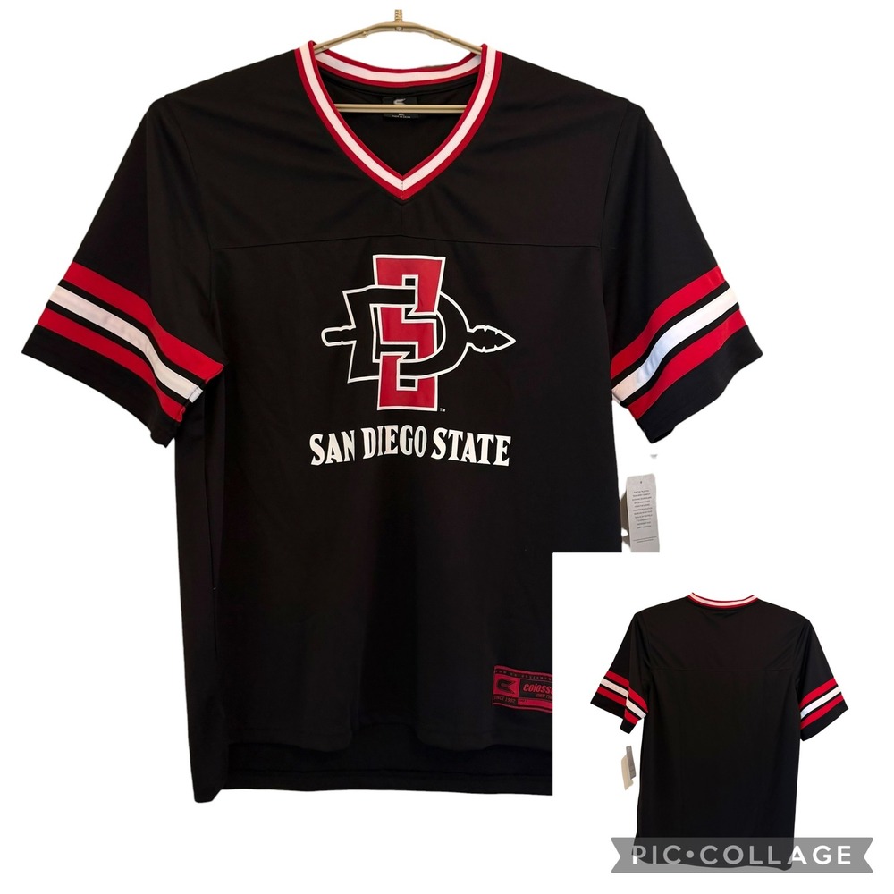 San Diego State Aztecs SDSU V-Neck Jersey Colosseum Black Mens XL FFFH10290 NEW